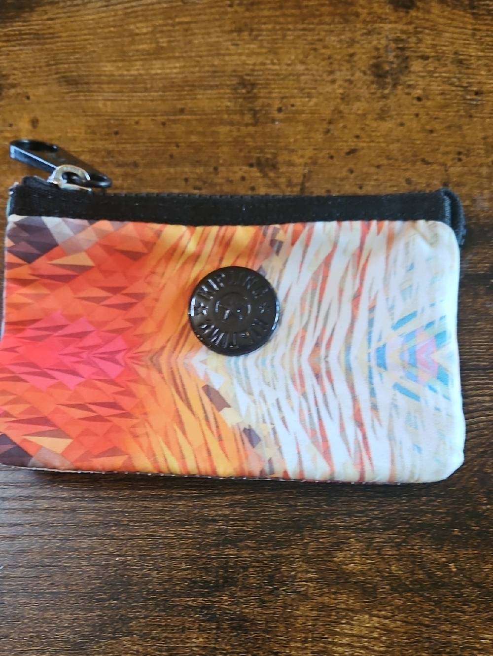 Kipling Multicolor Geometric Zip Wallet - Orange, Pink, Cream, Blue